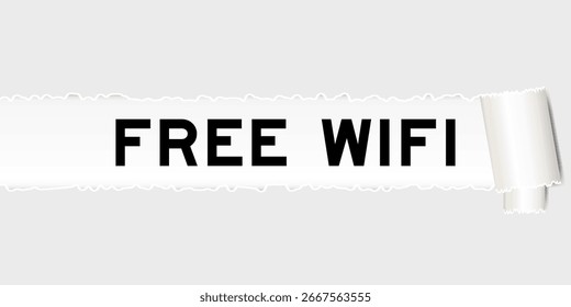 Fundo de papel cinza rasgado que têm palavra livre wifi sob parte rasgada