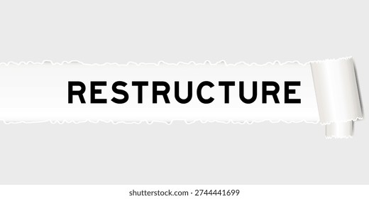 Ripped gray paper background that have word restructure under torn part