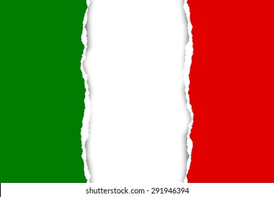 Ripped Italian flag made of torn papers