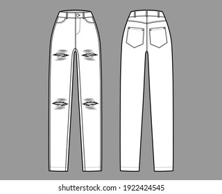 Ripped Jeans Distressed Denim Pants Technical Stock Vector (Royalty ...
