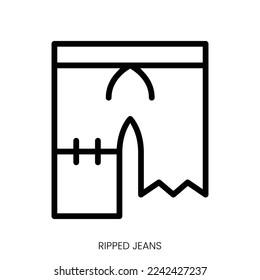 ripped jeans icon. Line Art Style Design Isolated On White Background