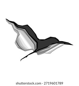 Ripped metal criando uma abertura abstrata dinâmica, revelando um fundo branco, simbolizando dano, avanço e separação em uma ilustração vetorial gráfica