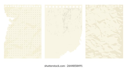 Ripped notebook paper sheet, lined page from old notepad. Grunge realistic texture.
