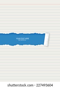 Ripped notebook paper, space for copy 