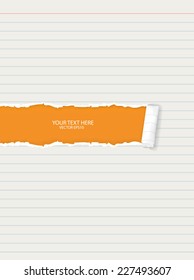 Ripped notebook paper, space for copy 