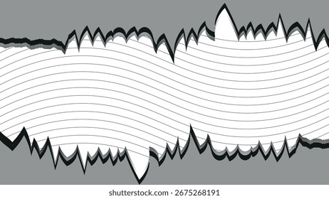 Ripped open paper vector with transparency, minimalistic gradient Y2K poster design featuring 3D spheres, geometric wireframes, brutalist shapes, and dissolving circle effects for modern interior mock