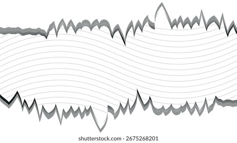 Ripped open paper vector with transparency, minimalistic gradient Y2K poster design featuring 3D spheres, geometric wireframes, brutalist shapes, and dissolving circle effects for modern interior mock