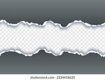 	
Ripped out torn paper sheet edge background