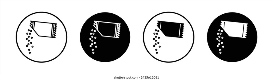 Ripped packet sugar flat line icon set. Ripped packet sugar Thin line illustration vector