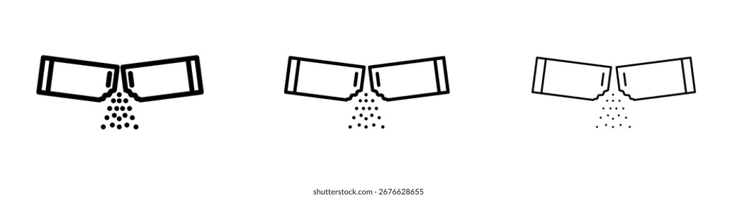 Ripped packet sugar icon filled flat sign concept for web design.