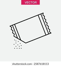 Ripped packet sugar outline icon, vector simple trendy style illustration for web and app..eps