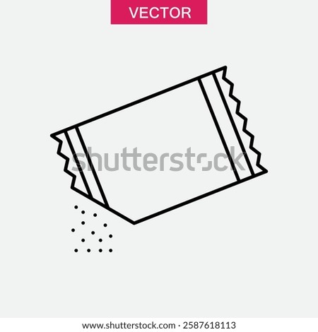 Ripped packet sugar outline icon, vector simple trendy style illustration for web and app..eps