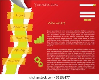 Ripped page sticked with tape website template