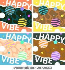 Ripped paper abstract texture podcast cover art template bundle with vibrant pattern and colour palette organic shapes tropical vibe