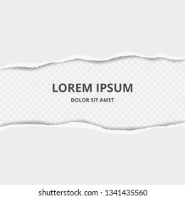 Ripped paper background. Decorative design with broken paper edges with rips vector template