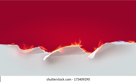 Ripped Paper Background With Flames