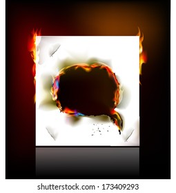 Ripped paper background with flames