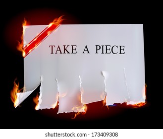 Ripped paper background with flames
