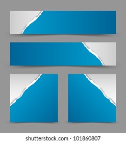 Ripped paper banners isolated on grey background