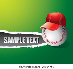 ripped paper with baseball and hat