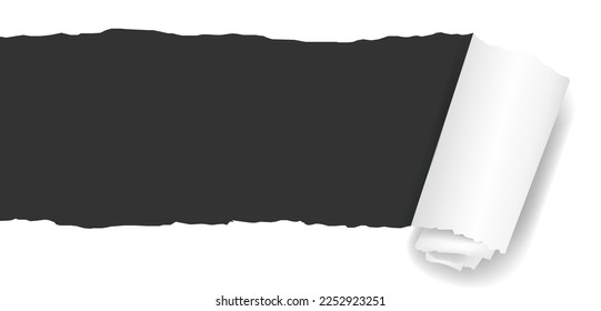 Ripped Paper With Black Background With Gradient Mesh, Vector Illustration