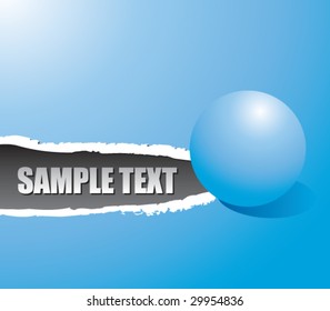 ripped paper with blue snow globe