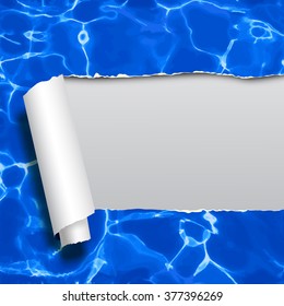 Ripped paper with blue water not tracing seamless pattern background. Vector Illustration