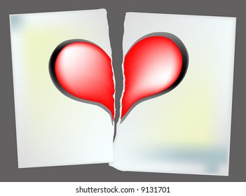 Ripped Paper with Broken Heart