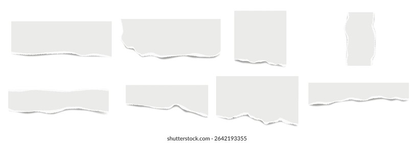 ripped paper broken white note paper text messages different shapes vector realistic template