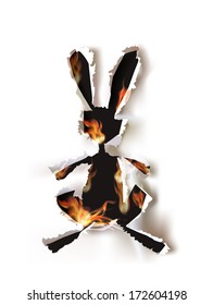 Ripped paper collection, Bunny in flames