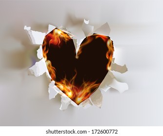 Ripped paper collection, Heart in flames