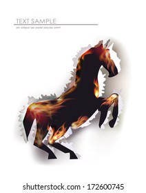 Ripped paper collection, Horse in flames