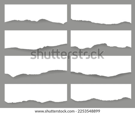 Ripped Paper Collection Isolated Grey Background With Gradient Mesh, Vector Illustration