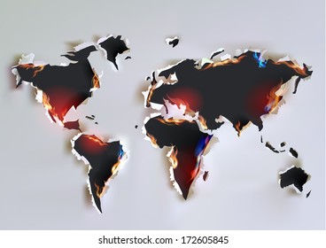 Ripped paper collection, Map in flames