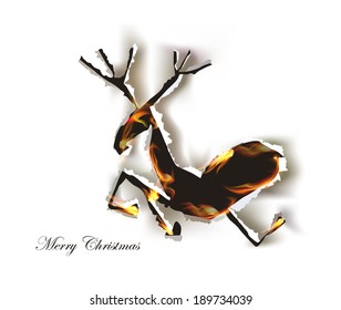 ripped paper collection, Reindeer  and flames