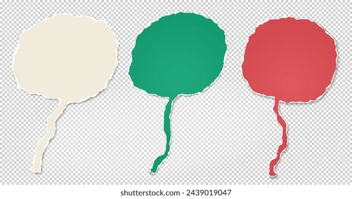 Ripped paper, colorful balloon symbols for text or ad.