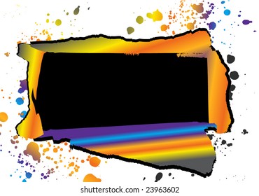 ripped paper with colorful splashes