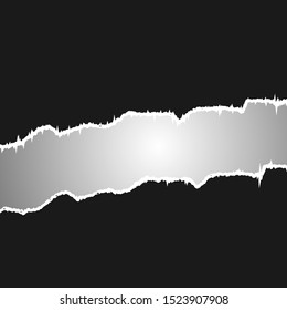 Ripped paper cover template effect for message writing. Black torn paper 
 frame design for. Vector illustration.