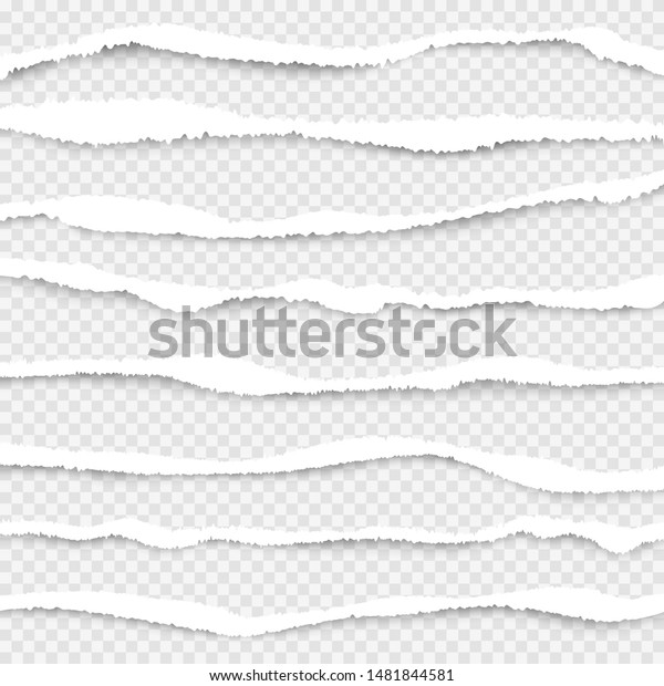 Ripped paper. Cut edges of white paper\
vector ripped lines realistic texture\
collection