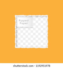 Ripped paper design element. Square  frame with copy space