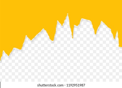 Ripped paper design element. Top border with ragged edge in yellow color