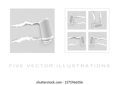 Ripped paper with ripped edges with shadow on transparent background. Graphic concept for your design.