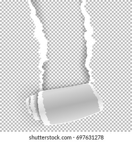 Ripped paper with ripped edges with shadow on transparent background. Graphic concept for your design
