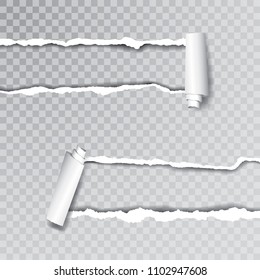 ripped paper edges with transparent shadow, vector illustration
