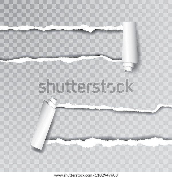 ripped paper edges with transparent shadow,\
vector illustration