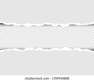 Ripped paper with ripped edges and transparent space for you design. Vector illustration