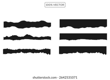 Ripped Paper Elements with Top and Bottom Tear Frames – Vector Set