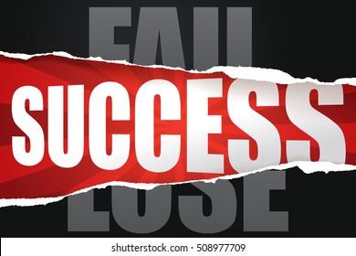 Ripped paper of fail and lose to success banner. success business concept, Vector art and illustration.