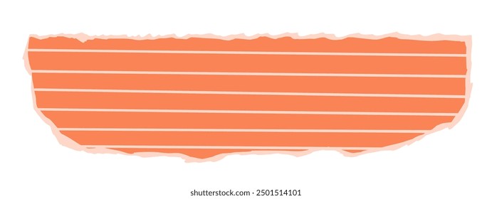 Ripped paper fragment with line pattern isolated on transparent background