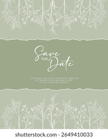 Ripped paper on floral frame border. Vector decorative floral greeting card or invitation design.